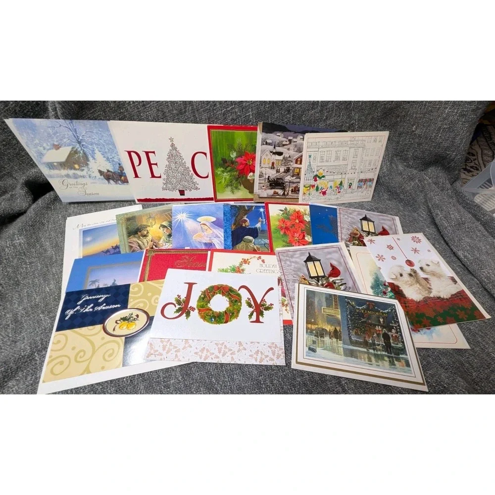 Lot‎ of 22 Christmas Cards w/ Envelopes Religious & Non-Religious Holiday